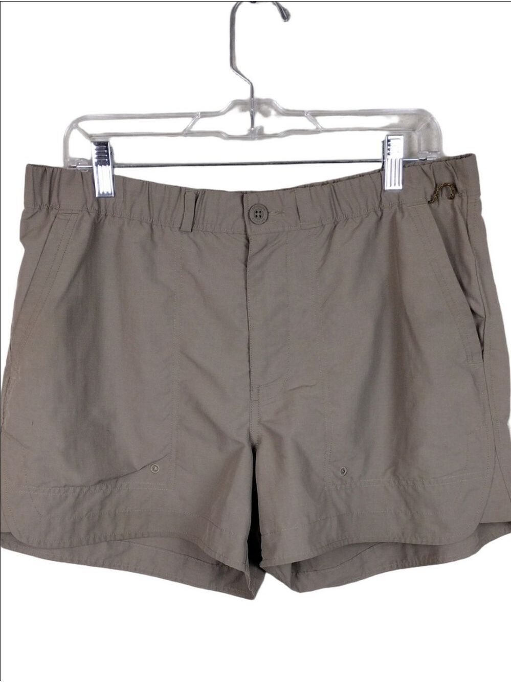 REI Co-Op Women's Tan High Rise Elastic Waist Button Zip Athleisure Hiking Short